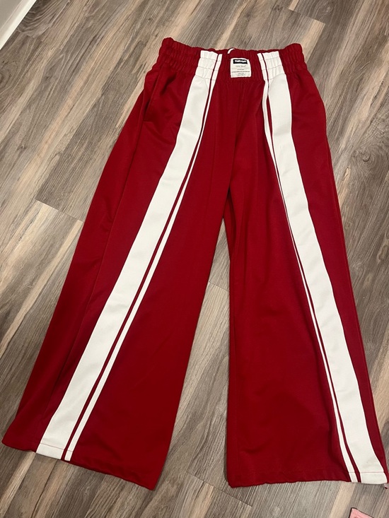 Vintage Pants - Vintage Red Kids Wide-Leg Joggers with White Side Stripes